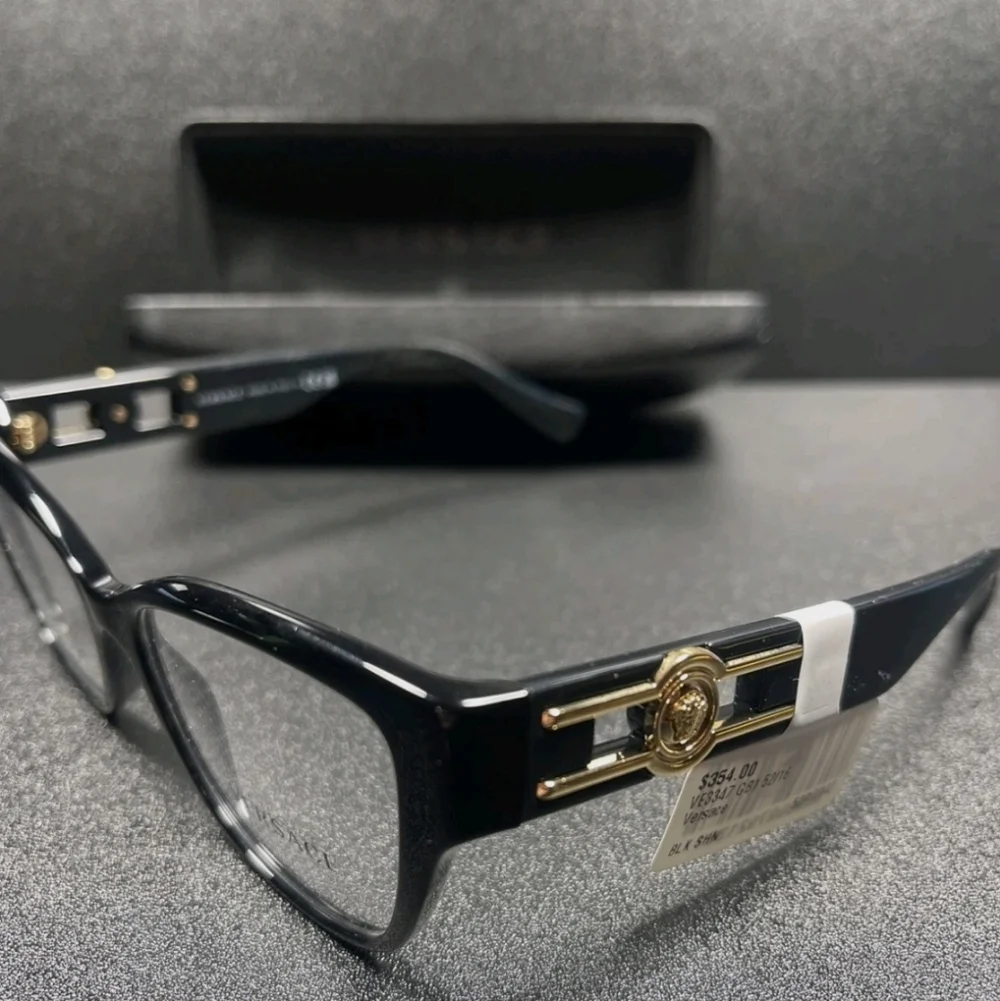 NWT!! Versace Italy B Mod 3347 52[]17-142 Black Eyeglasses / Frames W/Case MF